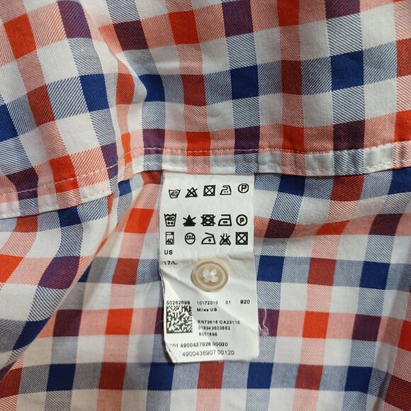 Boss Hugo Boss Men's Sharp Fit 17/L (34-35) Blue & Orange Long Sleeve Button Up - Picture 10 of 12
